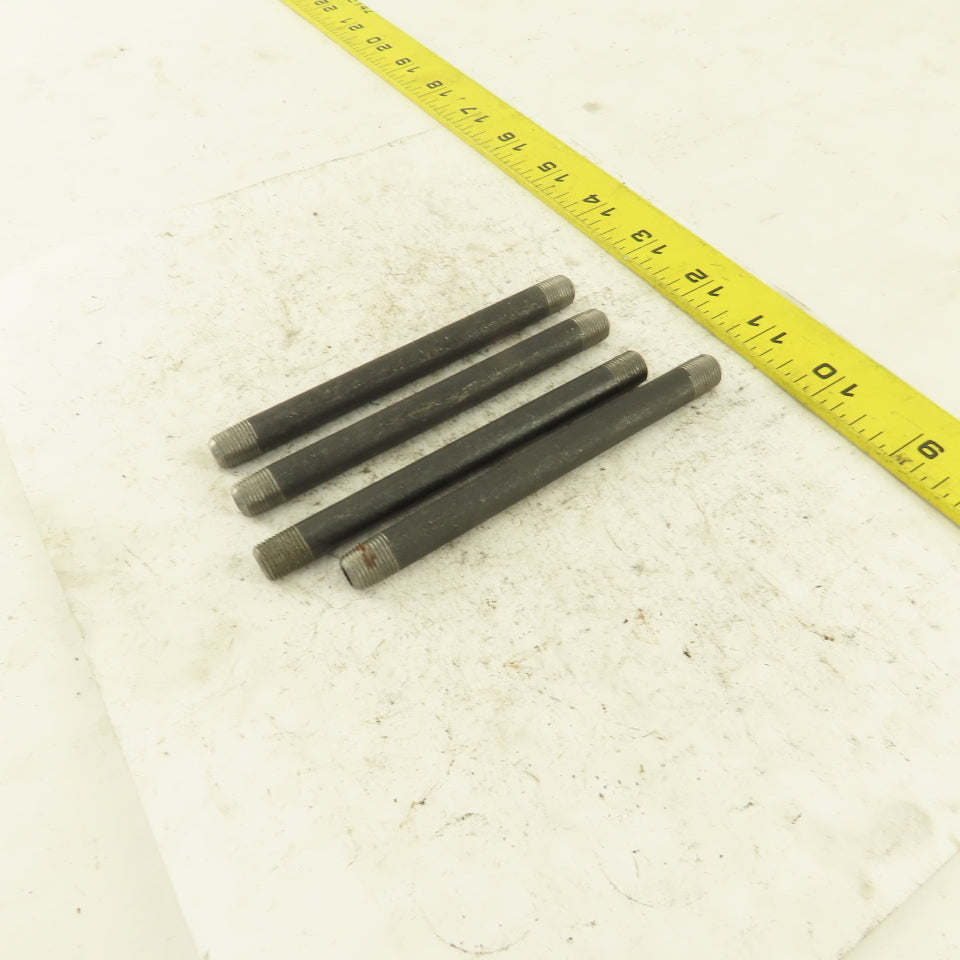 1/8" NPT x4-1/2" Schedule 80 Black Steel Welded Pipe Nipple Lot of 4