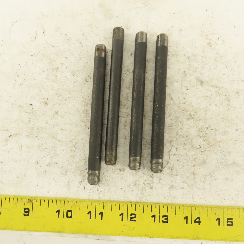 1/8" NPT x4-1/2" Schedule 80 Black Steel Welded Pipe Nipple Lot of 4