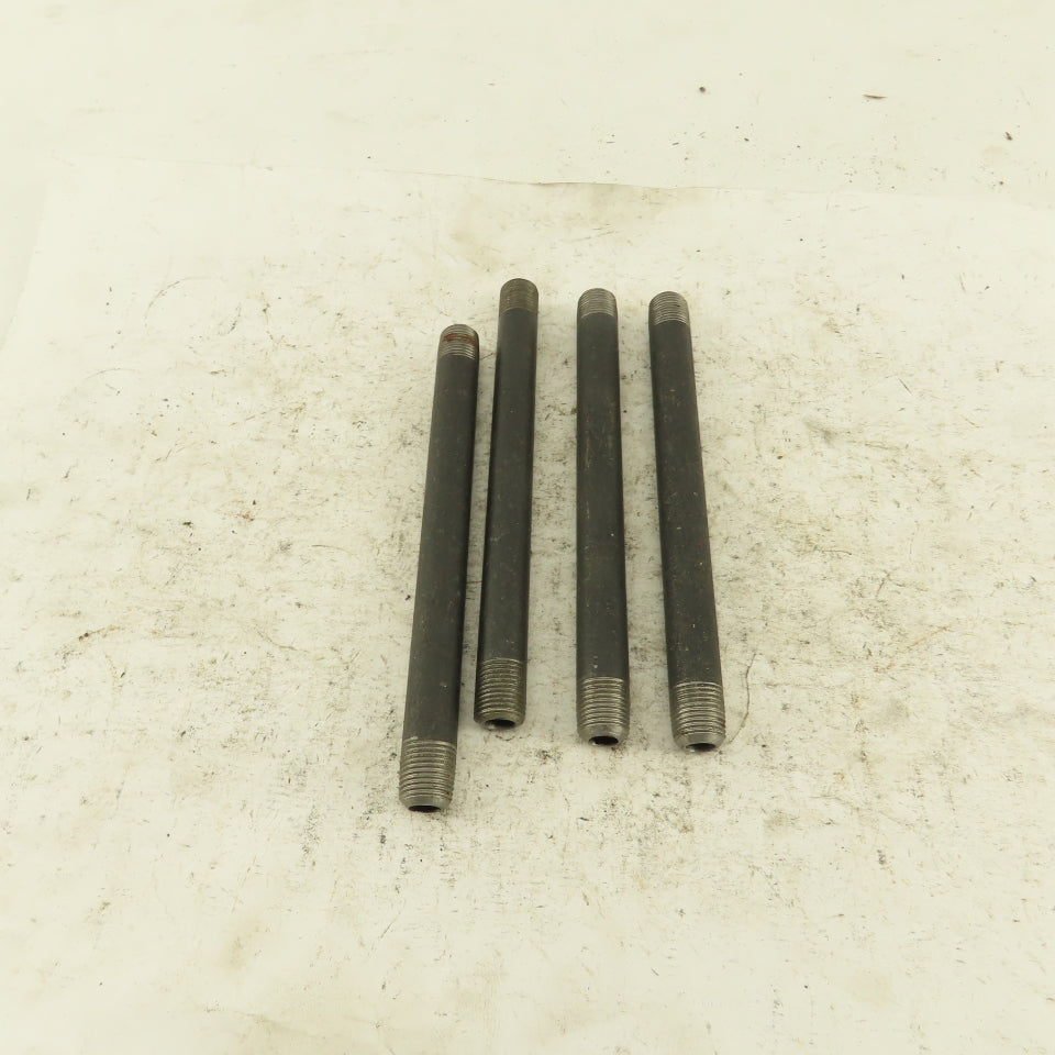 1/8" NPT x4-1/2" Schedule 80 Black Steel Welded Pipe Nipple Lot of 4