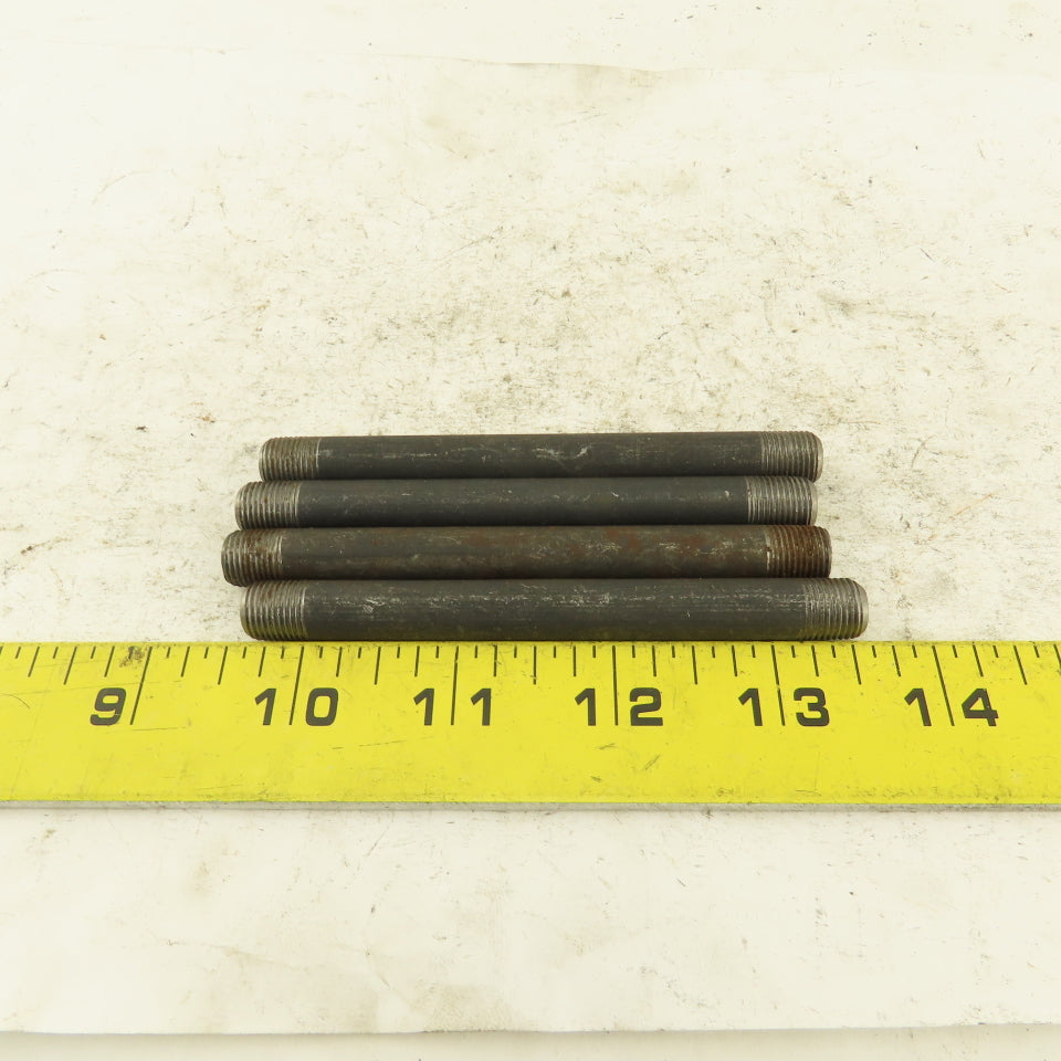 1/8" NPT x4" Schedule 80 Black Steel Welded Pipe Nipple Lot of 4