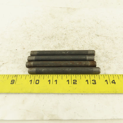 1/8" NPT x4" Schedule 80 Black Steel Welded Pipe Nipple Lot of 4