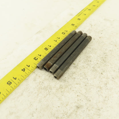 1/8" NPT x4" Schedule 80 Black Steel Welded Pipe Nipple Lot of 4