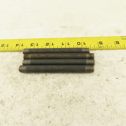 1/8" NPT x4" Schedule 80 Black Steel Welded Pipe Nipple Lot of 4