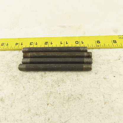 1/8" NPT x4" Schedule 80 Black Steel Welded Pipe Nipple Lot of 4