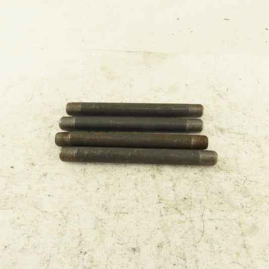 1/8" NPT x4" Schedule 80 Black Steel Welded Pipe Nipple Lot of 4