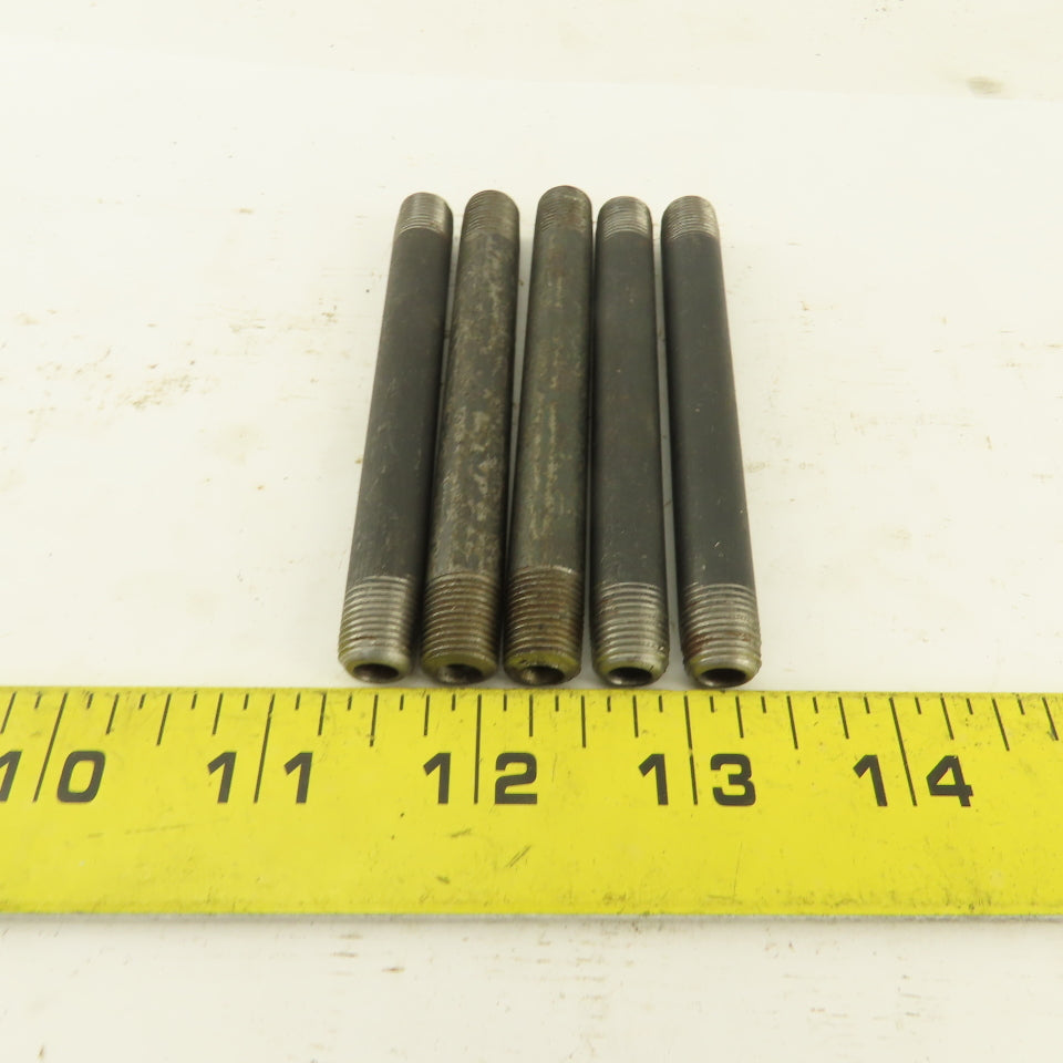 1/8" NPT x3-1/2" Schedule 80 Black Steel Welded Pipe Nipple Lot of 5
