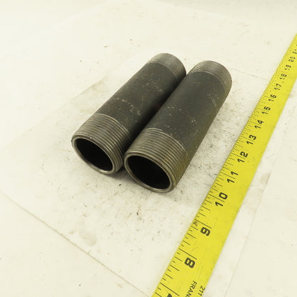 1-1/2" NPT x 5-1/2" Schedule 80 Black Steel Welded Pipe Nipple Lot of 2