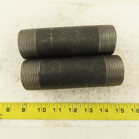 1-1/2" NPT x 5-1/2" Schedule 80 Black Steel Welded Pipe Nipple Lot of 2