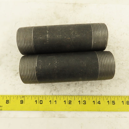 1-1/2" NPT x 5-1/2" Schedule 80 Black Steel Welded Pipe Nipple Lot of 2