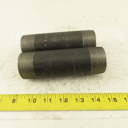 1-1/2" NPT x 5-1/2" Schedule 80 Black Steel Welded Pipe Nipple Lot of 2