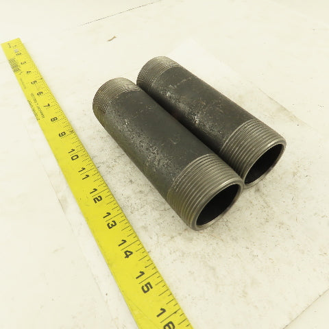 1-1/2" NPT x 5-1/2" Schedule 80 Black Steel Welded Pipe Nipple Lot of 2