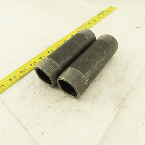 1-1/2" NPT x 5-1/2" Schedule 80 Black Steel Welded Pipe Nipple Lot of 2