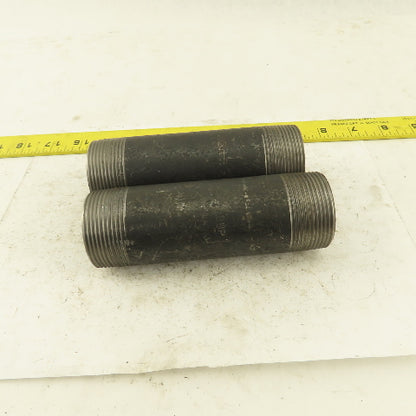 1-1/2" NPT x 5-1/2" Schedule 80 Black Steel Welded Pipe Nipple Lot of 2
