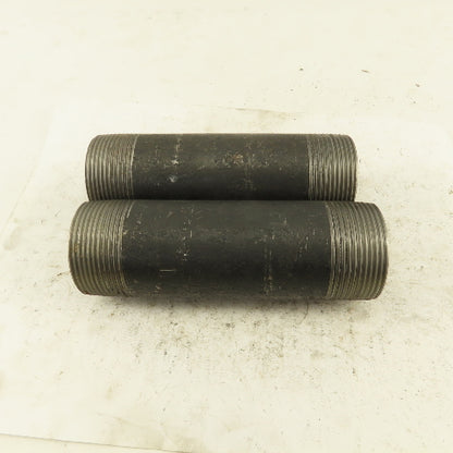 1-1/2" NPT x 5-1/2" Schedule 80 Black Steel Welded Pipe Nipple Lot of 2