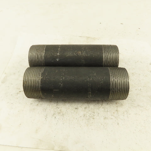 1-1/2" NPT x 5-1/2" Schedule 80 Black Steel Welded Pipe Nipple Lot of 2