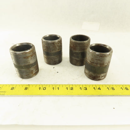 1-1/2" NPT x 2-1/2" Schedule 80 Black Steel Welded Pipe Nipple Lot of 4