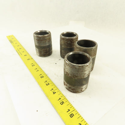 1-1/2" NPT x 2-1/2" Schedule 80 Black Steel Welded Pipe Nipple Lot of 4