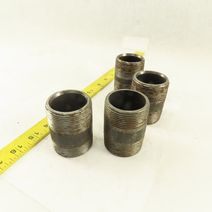 1-1/2" NPT x 2-1/2" Schedule 80 Black Steel Welded Pipe Nipple Lot of 4