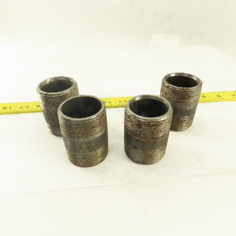 1-1/2" NPT x 2-1/2" Schedule 80 Black Steel Welded Pipe Nipple Lot of 4