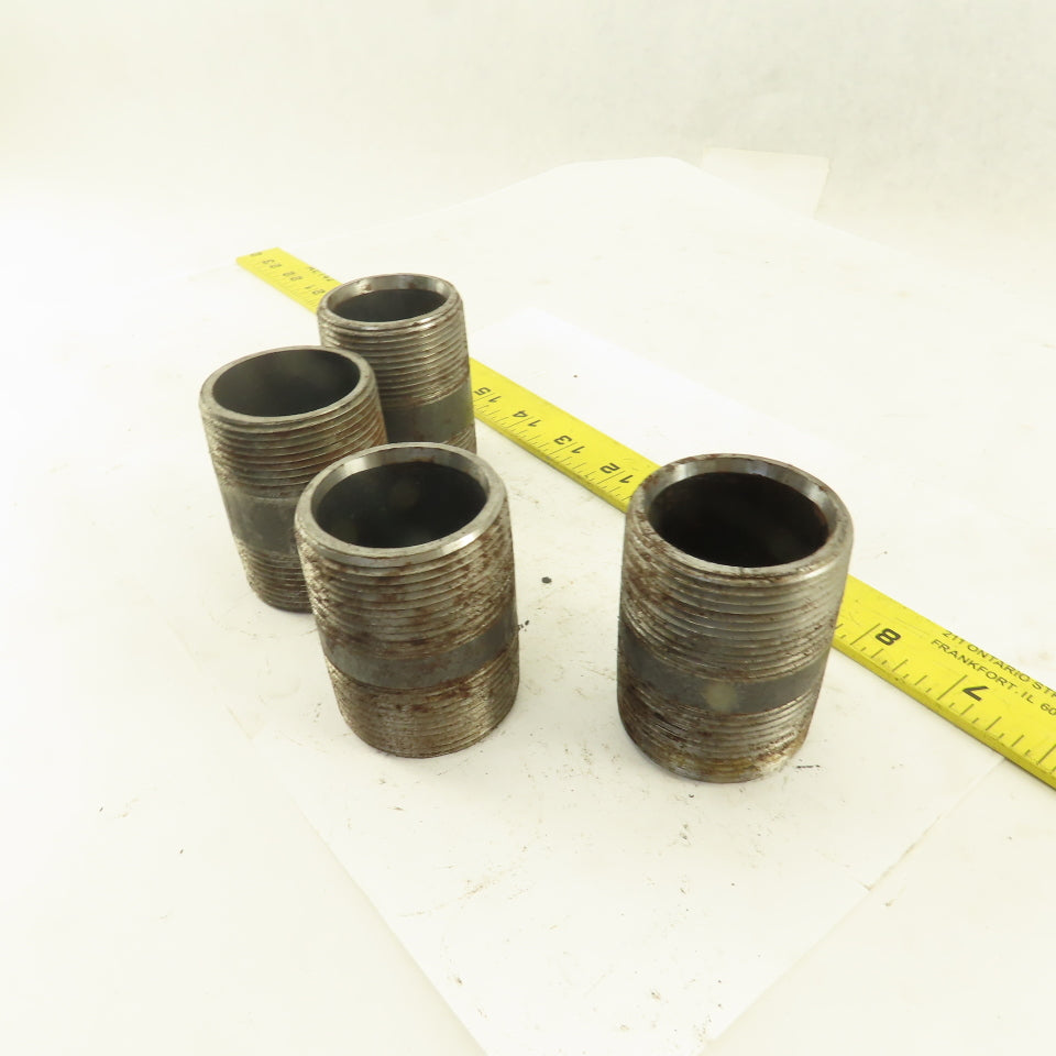 1-1/2" NPT x 2-1/2" Schedule 80 Black Steel Welded Pipe Nipple Lot of 4