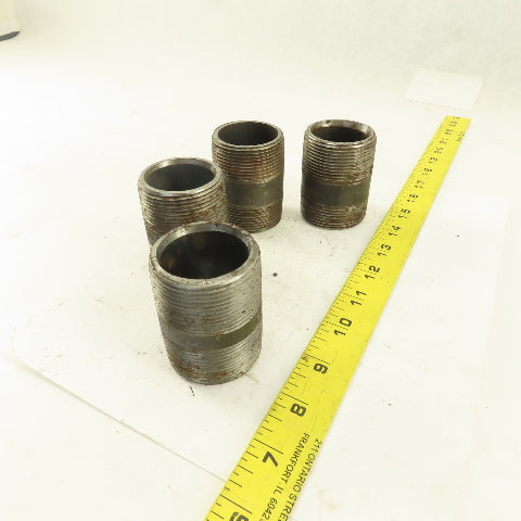 1-1/2" NPT x 2-1/2" Schedule 80 Black Steel Welded Pipe Nipple Lot of 4