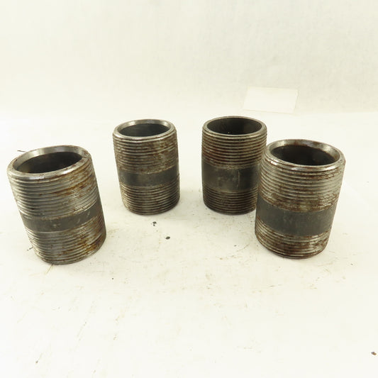 1-1/2" NPT x 2-1/2" Schedule 80 Black Steel Welded Pipe Nipple Lot of 4