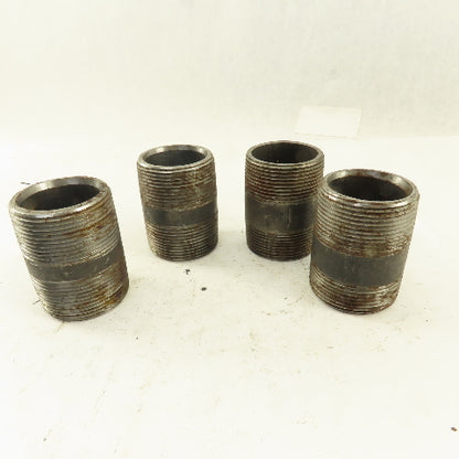 1-1/2" NPT x 2-1/2" Schedule 80 Black Steel Welded Pipe Nipple Lot of 4