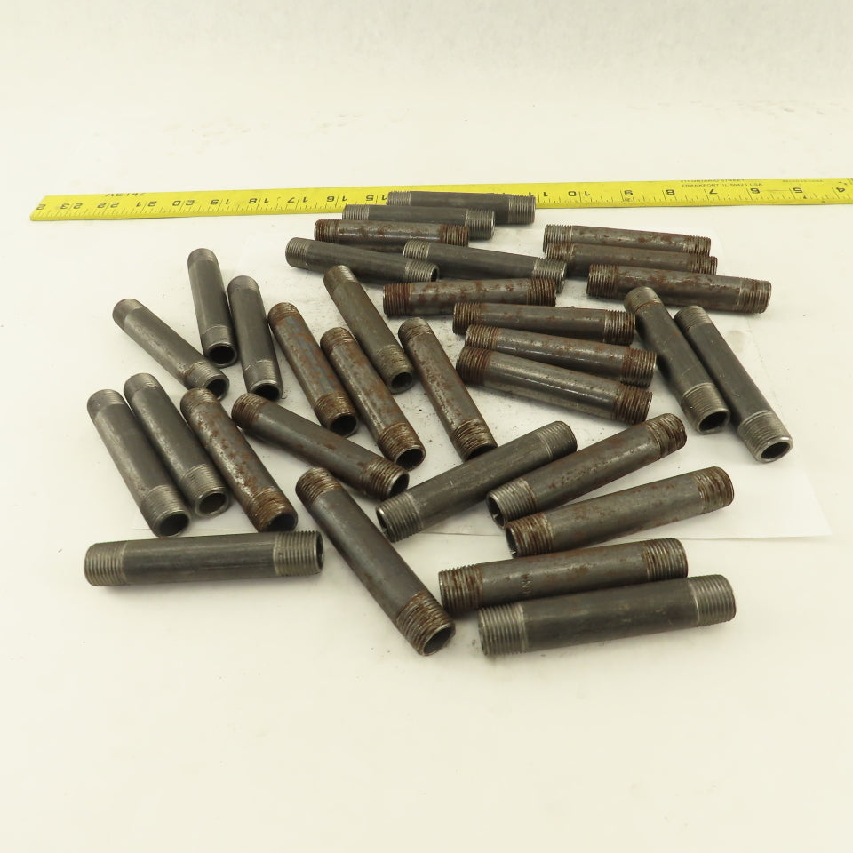 3/8" x 3-1/2" Schedule 40 Steel Welded Black Pipe Nipple Lot of 31