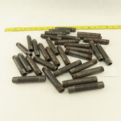 3/8" x 3-1/2" Schedule 40 Steel Welded Black Pipe Nipple Lot of 31