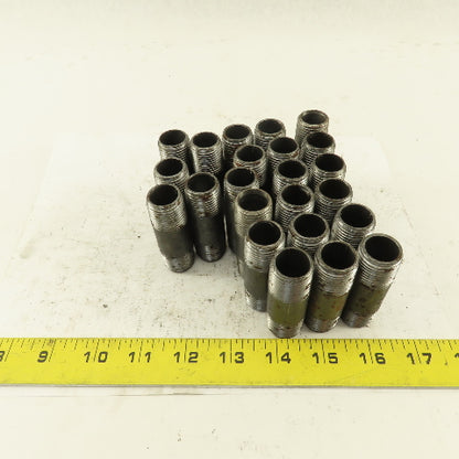 1/2" x 2-1/2" Schedule 40 Steel Welded Black Pipe Nipple Lot of 23