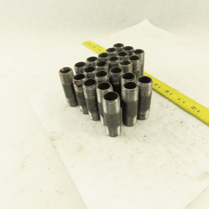 1/2" x 2-1/2" Schedule 40 Steel Welded Black Pipe Nipple Lot of 23