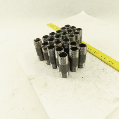 1/2" x 2-1/2" Schedule 40 Steel Welded Black Pipe Nipple Lot of 23