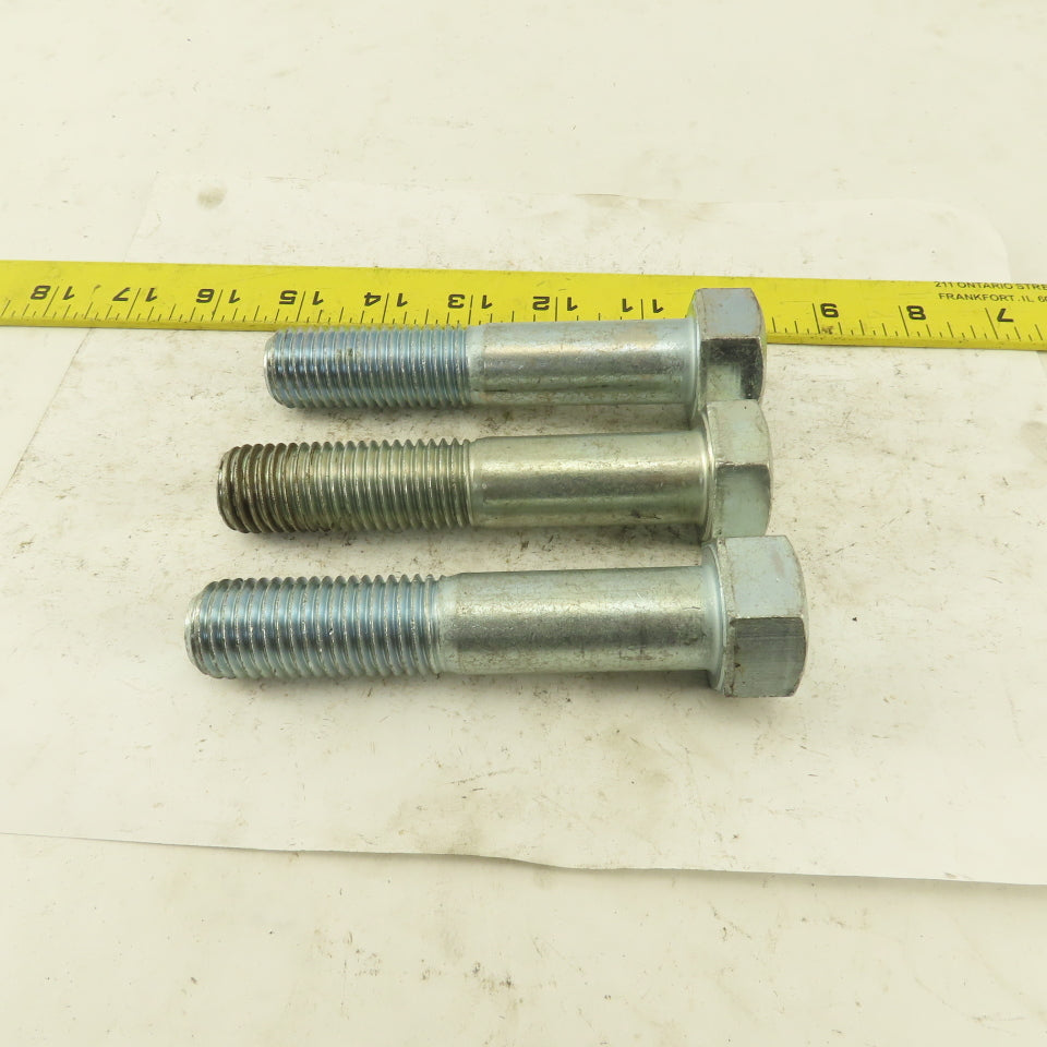 7/8-9 x 4-1/2" Hex Head Bolt Zinc Plated Lot Of 3