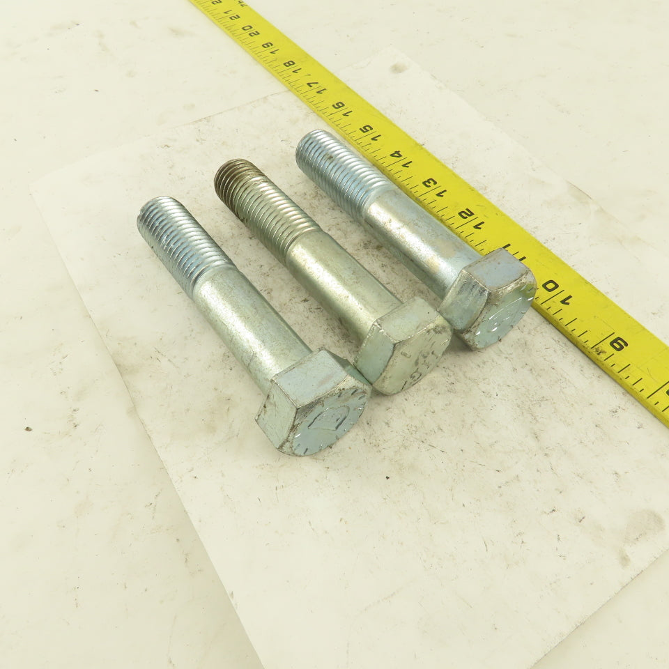 7/8-9 x 4-1/2" Hex Head Bolt Zinc Plated Lot Of 3