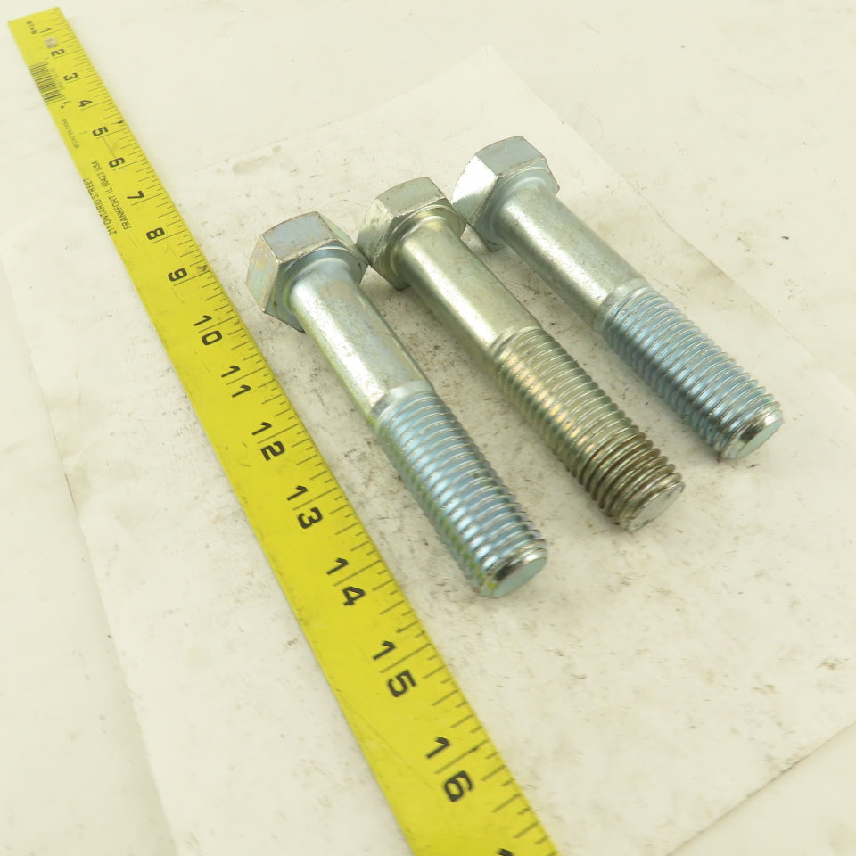7/8-9 x 4-1/2" Hex Head Bolt Zinc Plated Lot Of 3