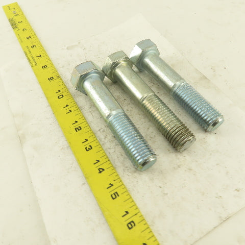 7/8-9 x 4-1/2" Hex Head Bolt Zinc Plated Lot Of 3