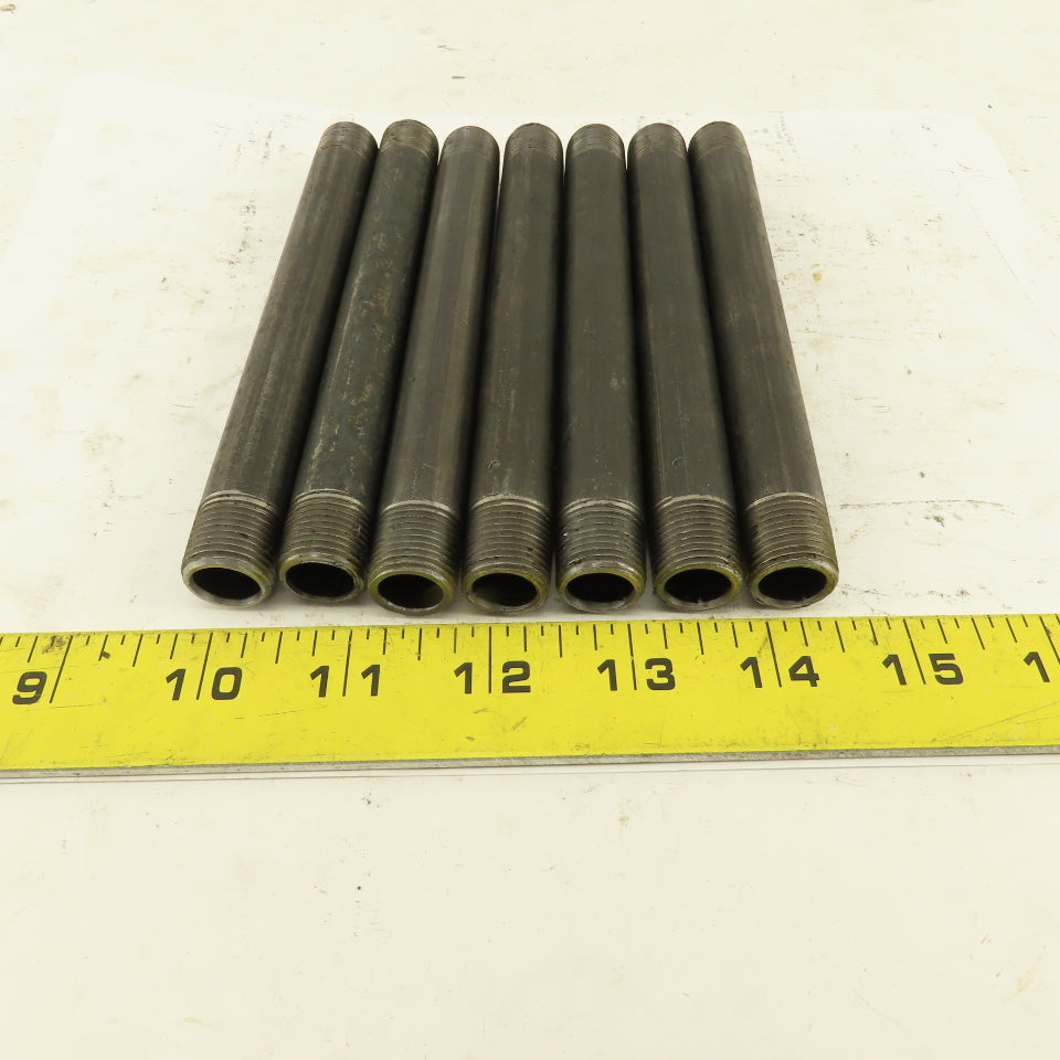 3/8" x 6" Schedule 40 Steel Welded Black Pipe Nipple Lot of 7