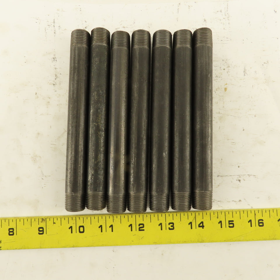 3/8" x 6" Schedule 40 Steel Welded Black Pipe Nipple Lot of 7