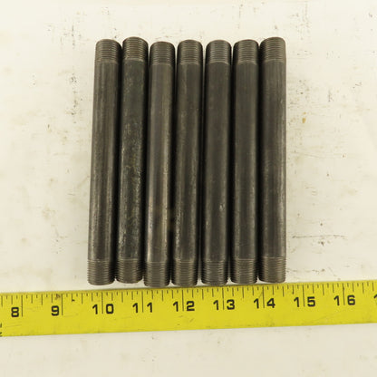 3/8" x 6" Schedule 40 Steel Welded Black Pipe Nipple Lot of 7