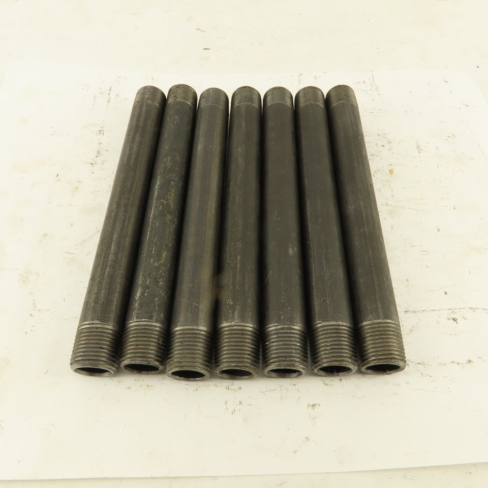 3/8" x 6" Schedule 40 Steel Welded Black Pipe Nipple Lot of 7