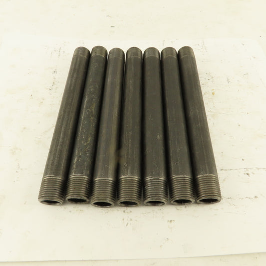 3/8" x 6" Schedule 40 Steel Welded Black Pipe Nipple Lot of 7