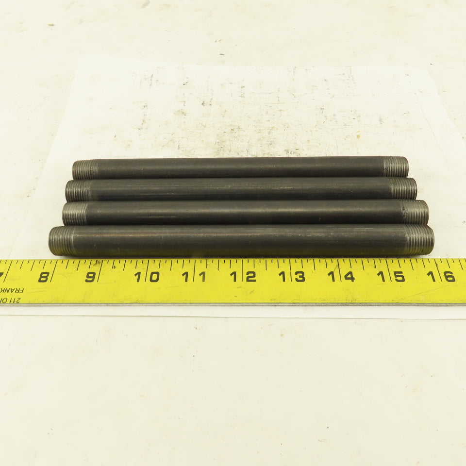 3/8" x 8" Schedule 40 Steel Welded Black Pipe Nipple Lot of 4