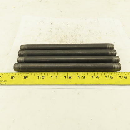 3/8" x 8" Schedule 40 Steel Welded Black Pipe Nipple Lot of 4