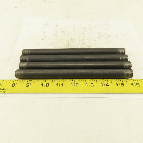 3/8" x 8" Schedule 40 Steel Welded Black Pipe Nipple Lot of 4