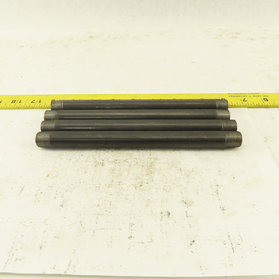 3/8" x 8" Schedule 40 Steel Welded Black Pipe Nipple Lot of 4