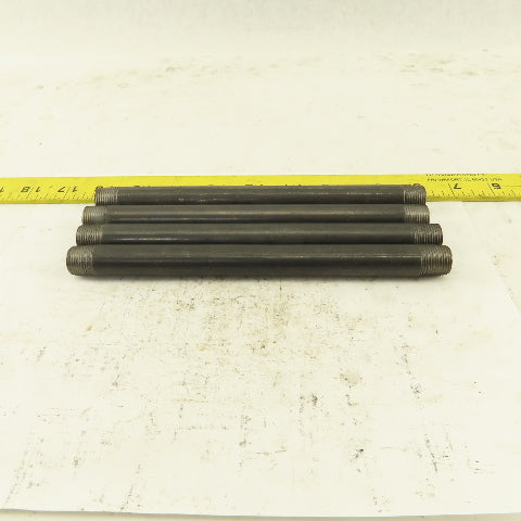 3/8" x 8" Schedule 40 Steel Welded Black Pipe Nipple Lot of 4