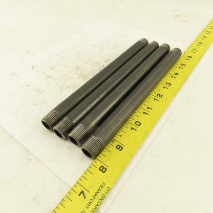 3/8" x 8" Schedule 40 Steel Welded Black Pipe Nipple Lot of 4