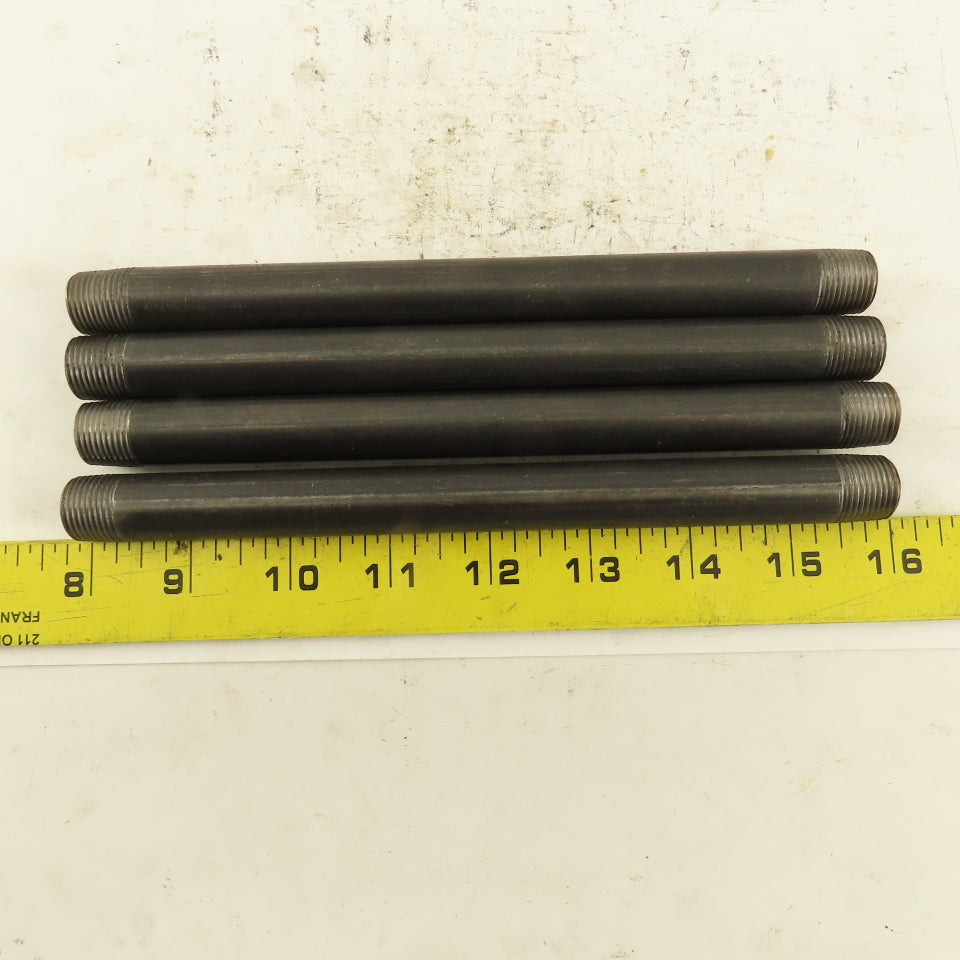 3/8" x 8" Schedule 40 Steel Welded Black Pipe Nipple Lot of 4
