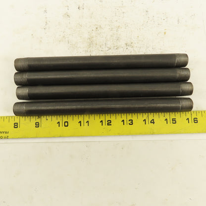 3/8" x 8" Schedule 40 Steel Welded Black Pipe Nipple Lot of 4