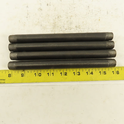 3/8" x 8" Schedule 40 Steel Welded Black Pipe Nipple Lot of 4